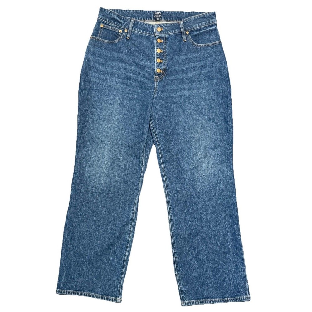 J. Crew Curvy Full Length Wide Leg Button Fly Jeans Womens Size 34